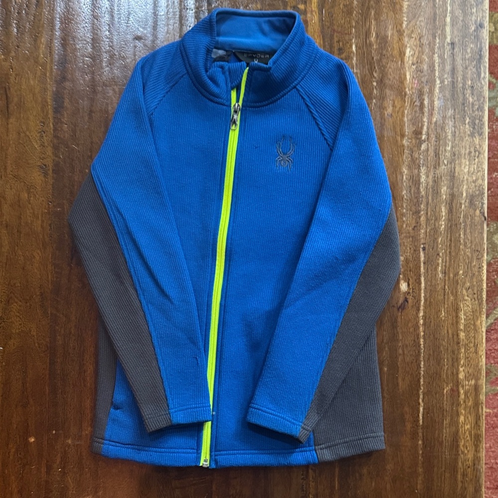 Spyder Blue Jacket with Neon Green Zipper. WORN ONLY A FEW TIMES